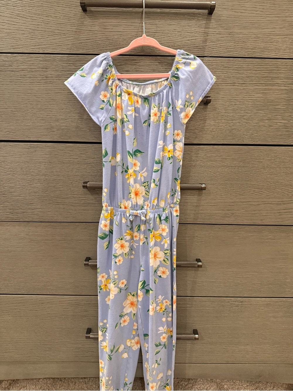 The Children’s Place Light Blue Floral Jumpsuit with Yellow Blooms